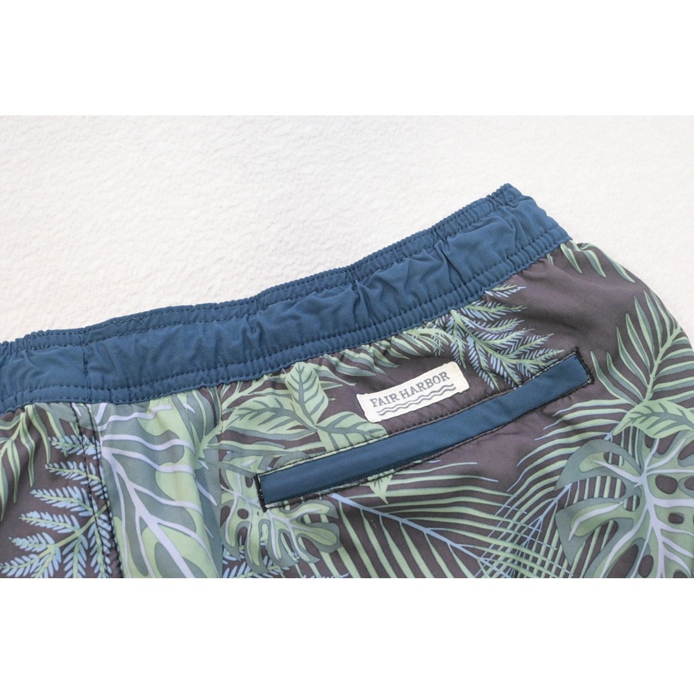 Fair Harbor Swim Trunks Mens 3XL Blue‎ Green Tropical Leaf Print Excellent